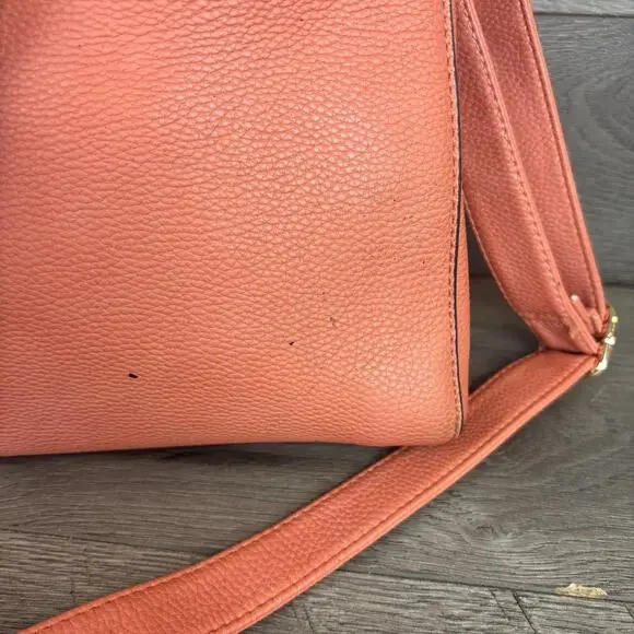 Michael Kors MK Satchel Hand Bag Shoulder Bag Peach Chain Cross Body Satchel - Picture 12 of 16